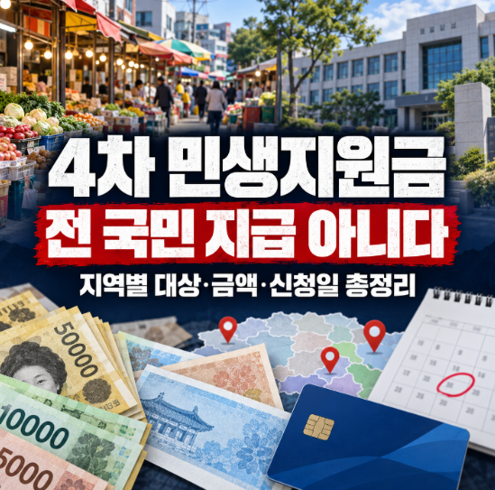 2026년 4차 민생지원금 총정리|전 국민 지급일까? 지역별 대상·금액·신청기간